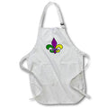 Apron - Image of Large Fleur De Lis In Purple Yellow And Green For Mardi Gras lens Art by Florene - Mardi Gras