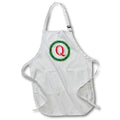 Apron - Christmas Wreath Monogram Q Red Initial, SM3DR Christmas Monograms