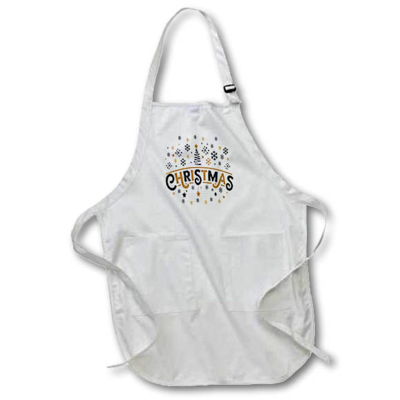 Apron - Festive Christmas Quote Black Faux Golden Color Text, SM3DR Christmas Designs