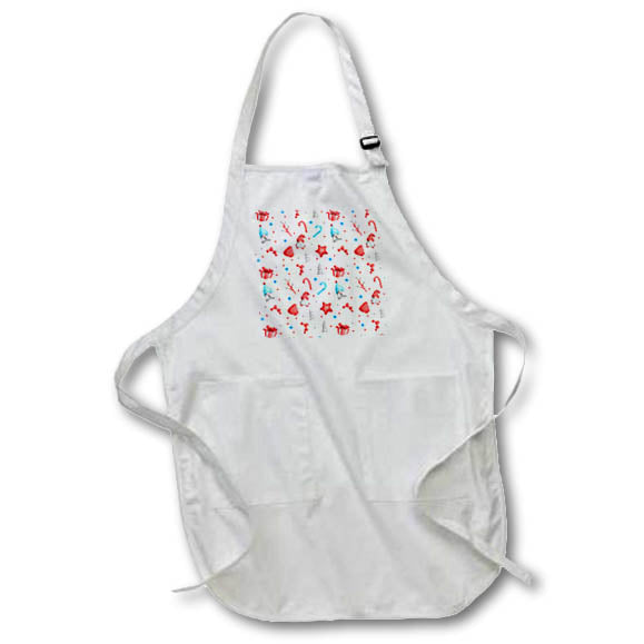 Apron - Gnome Christmas Pattern Candy Cane Holly Pine, SM3DR Christmas Designs