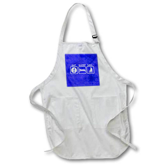 Apron - White Eat Sleep Sail sign pattern on blue Florida Keys sailing chart. Creative Studios – Sailing