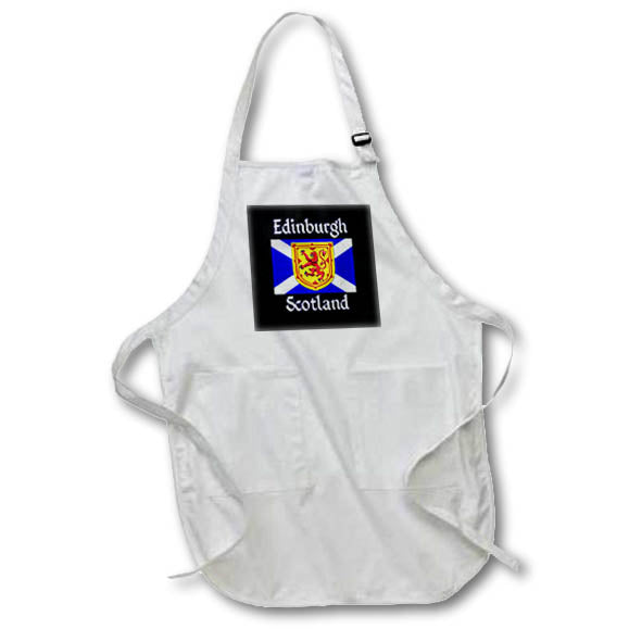 Apron - Edinburgh Scotland with Scottish Flag and red Lion Rampant symbol. Creative Studios – Scottish Fun