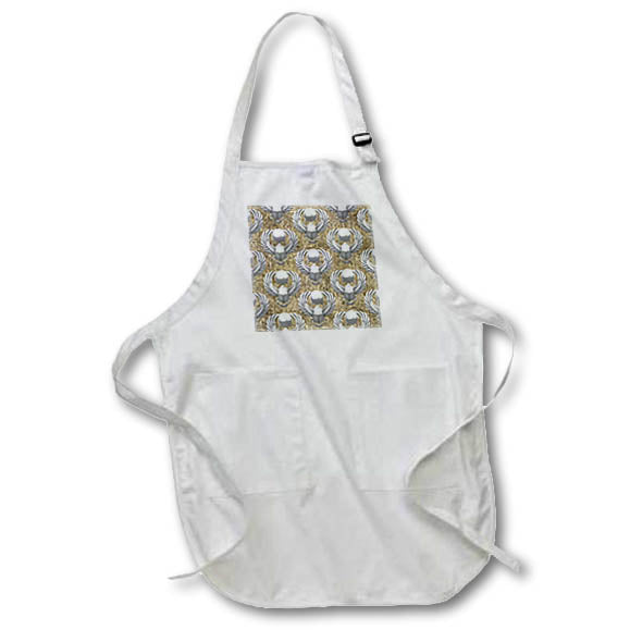 Apron - Silver Egyptian Scarab Beetle pattern on hieroglyph wall design. Creative Studios – Egyptian Hieroglyphs