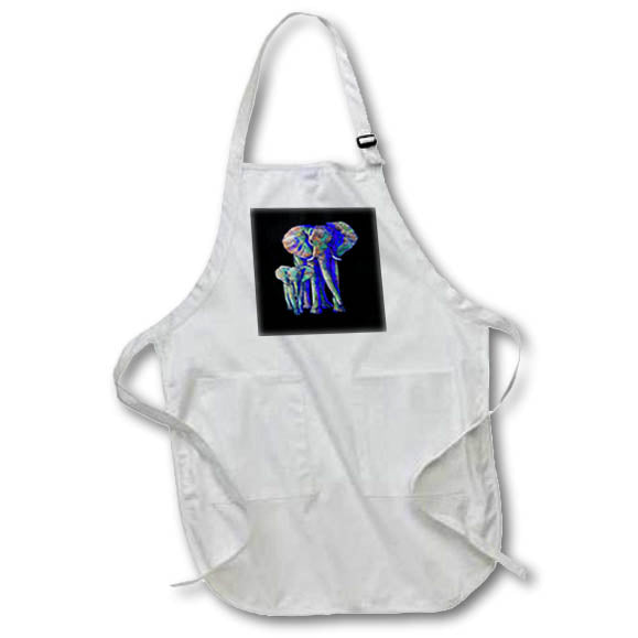 Apron - Colorful wildlife elephant art of an endangered elephant and her baby. Creative Studios – Wildlife Safari