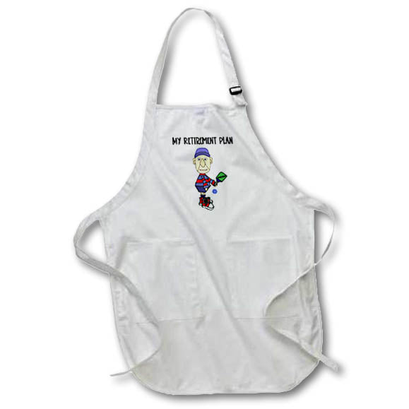 Apron - Funny Cute Old Man Playing Pickleball Retirement Plan Sports Cartoon Sports and Hobbies