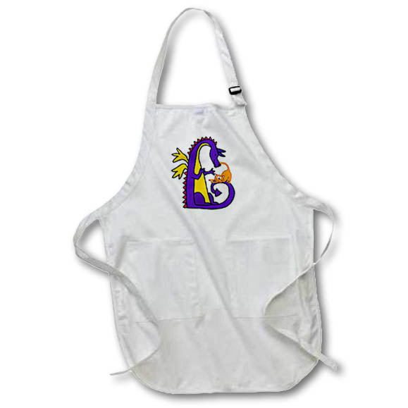 Apron - Funny Cute Colorful Dragon talking to Orange Kitty Cat Cartoon Funny