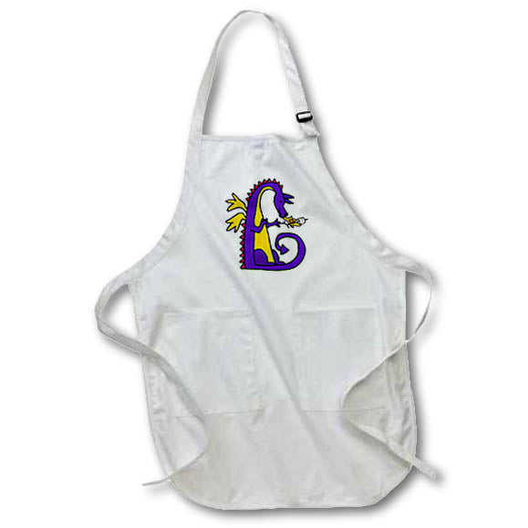 Apron - Funny Cute Colorful Dragon Roasting Marshmallows Camping Cartoon Funny