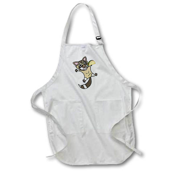 Apron - Cute Funny Flying Sugar Glider eating Taco food Cartoon Animals