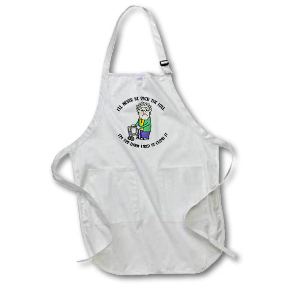 Apron - Cute Funny Old Lady with walker Over the Hill old age Cartoon Funny