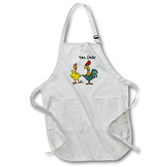 Apron - Cute funny Hen Pecked Rooster chicken saying Yes dear to Hen Funny