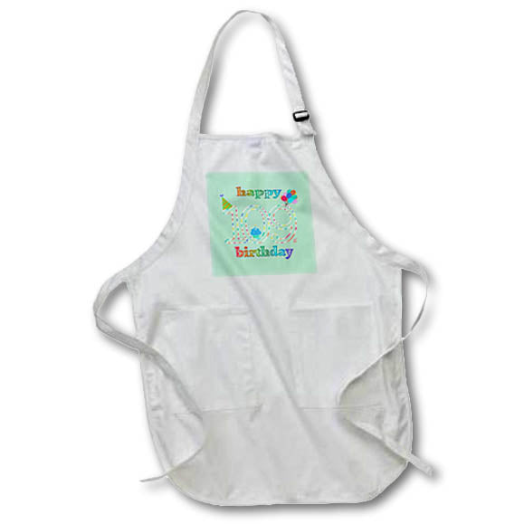 Apron - Happy 109th Birthday, Cupcake with Candle, Balloons, Hat, Colorful Birthday Design