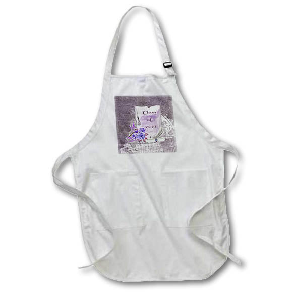 Apron - Vintage Look of Paper, Rose, Diploma, Tassel, Feather, 2022, Purple Graduation Design