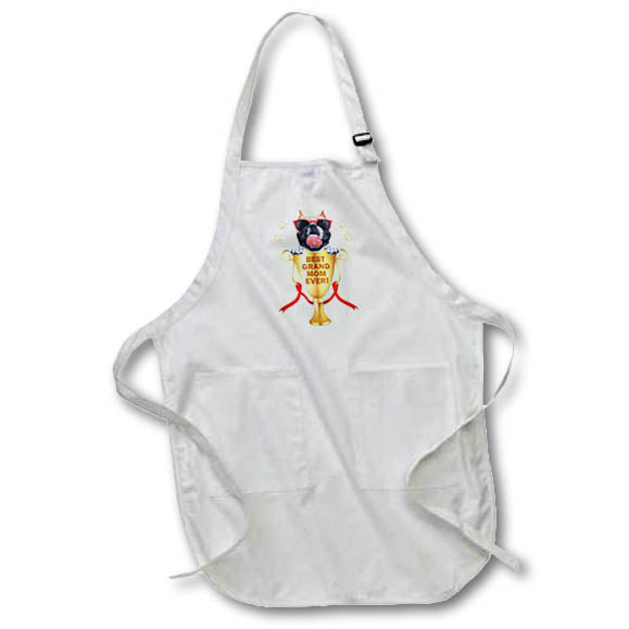 Apron - From the Grand Dog a Cute Bulldog in a Best Ever Grandma Trophy Grandparents