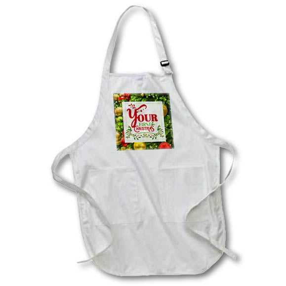 Apron - Your First Christmas Together with Red and Green Holiday Ornaments Christmas Collection