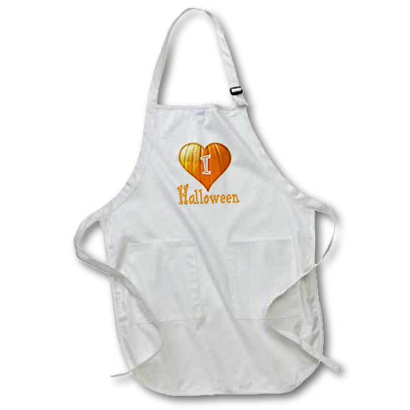 Apron - Image of Words I Love Halloween with Pumpkin Heart – Halloween