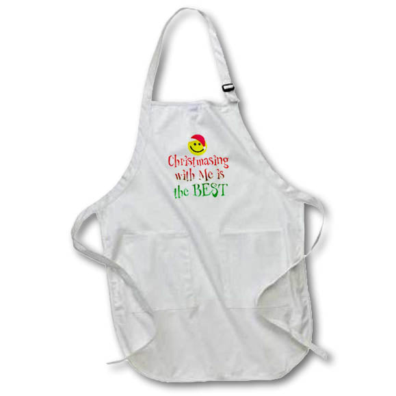Apron - Image of Words Christmasing With Me Is The Best with Happy Face – Christmas