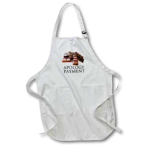 Apron - Image of Words Apology Payment with Chocolate Picture – Humorous Sayings