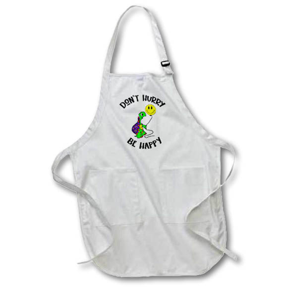 Apron - Cute Funny Turtle with smiling Face Balloon Dont Hurry be Happy Pun Funny