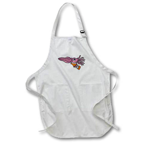 Apron - Funny Cute Purple Squid Drinking Beer Cartoon Animals