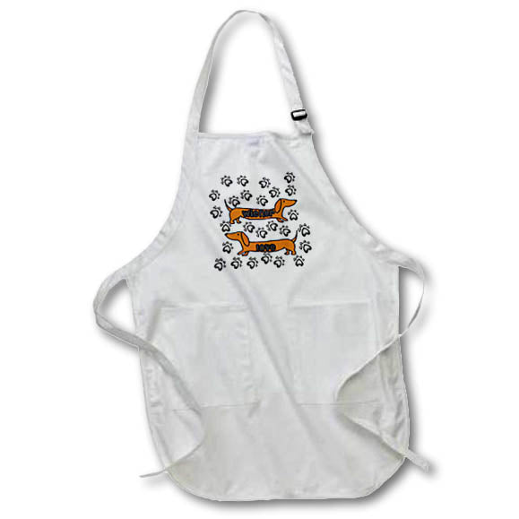 Apron - Cute Funny Wiener Love Dachshund Dog and Paw Prints Pets