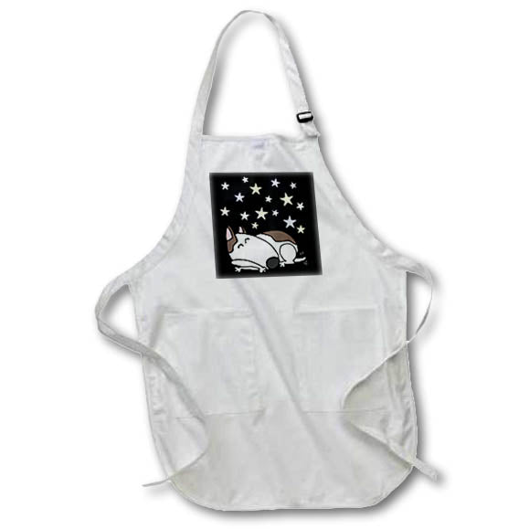 Apron - Funny Sleeping Bull Terrier Dog and Stars Cartoon Pets