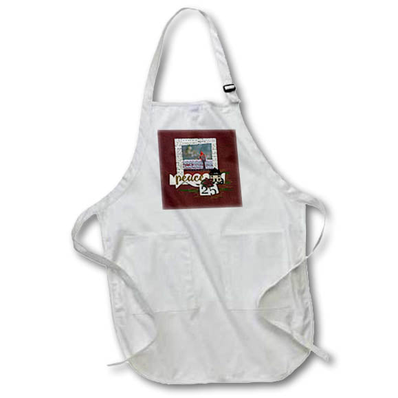 Apron - Winter Cardinal, Peace, House, 25th, Flower on News Clipping Frame Christmas Design