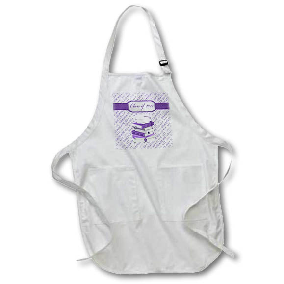 Apron - Image of Books, Diploma, Graduation Cap, Class of 2022, Purple Graduation Design