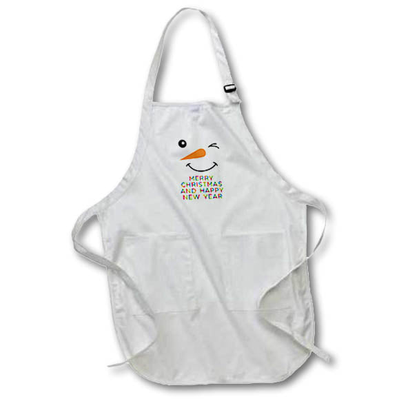 Apron - Snowman winks and smiles. A text Merry Christmas And Happy New Year Alexis Design - Holidays Christmas And New Year