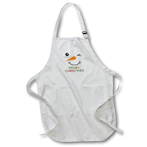 Apron - Snowman winks and smiles. Stylish colorful text Merry Christmas Alexis Design - Holidays Christmas