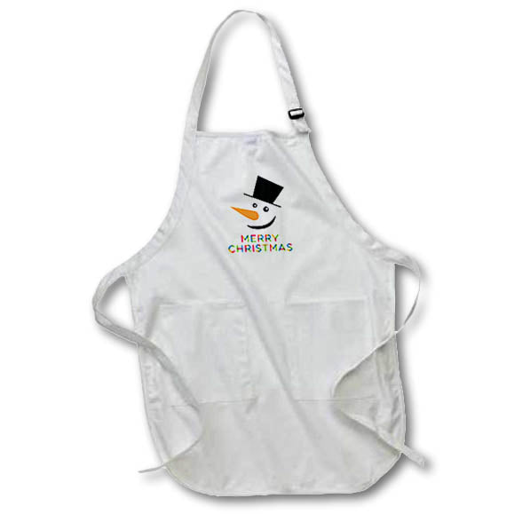 Apron - Funny snowman in a black topper. Colorful text Merry Christmas Alexis Design - Holidays Christmas