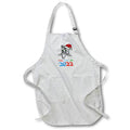 Apron - Drawing of an Adorable cat in red Santa hat. A stylized text Happy meow year 2022 Alexis Design - Holidays New Year