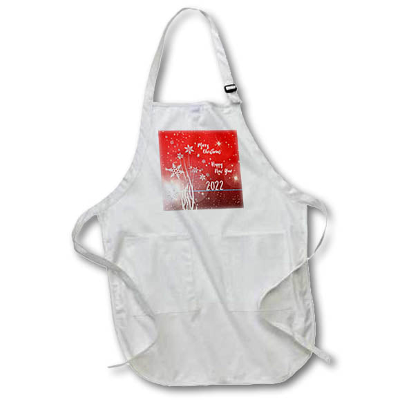 Apron - Decorative snowflakes on red. Merry Christmas. Happy New Year 2022 Alexis Design - Holidays New Year
