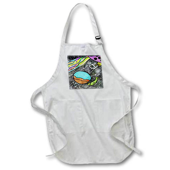 Apron - A super cute alien traveling among the stars and a space whale Art - Space Fun
