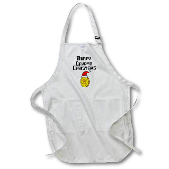 Apron - Cute Funny Bitcoin Crypto Currency Coin in Santa hat Christmas Christmas