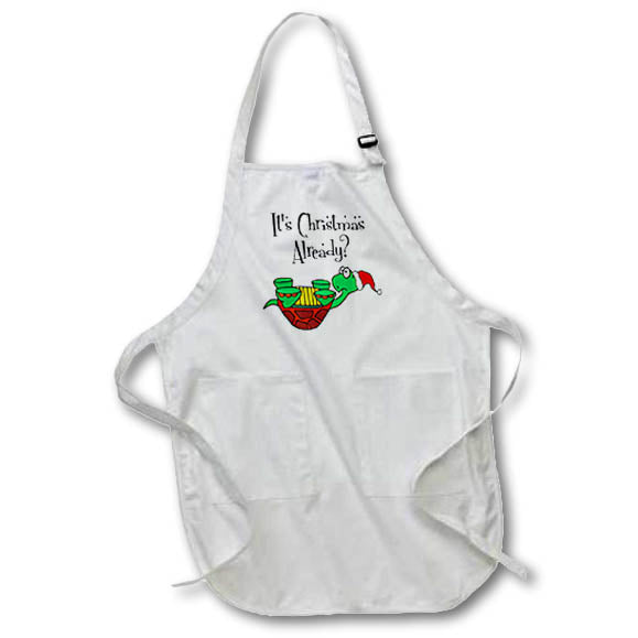 Apron - Cute Funny upside down Turtle wearing Santa hat Christmas Cartoon Christmas