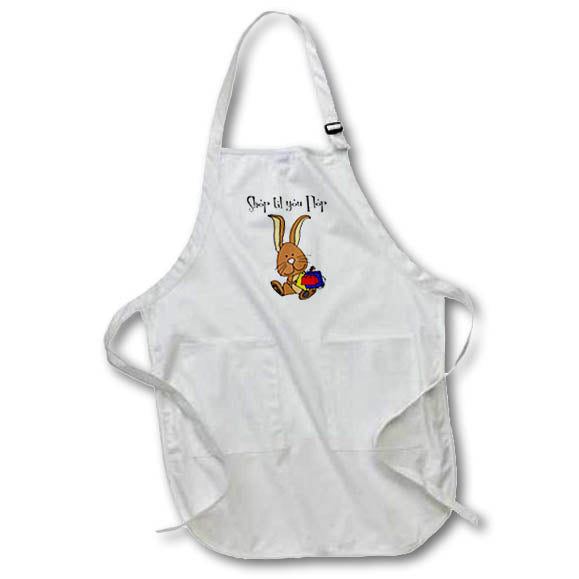 Apron - Funny Cute Shp til you Flop Bunny Rabbit Shopper Pun Cartoon Funny