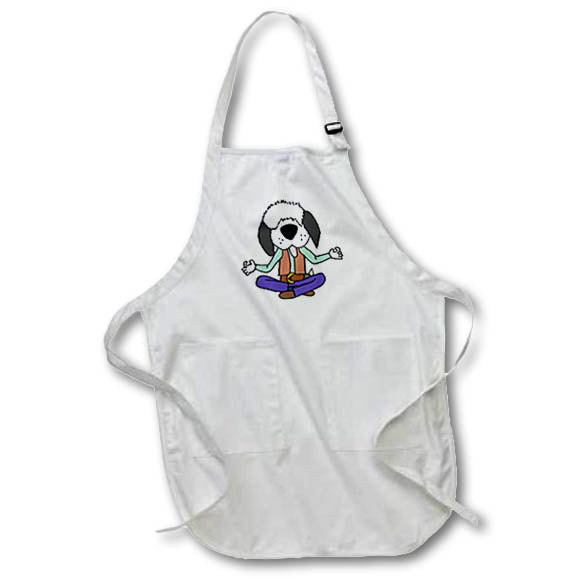 Apron - Funny Cute Old English Sheepdog Dog Meditation and Yoga Cartoon Sports and Hobbies