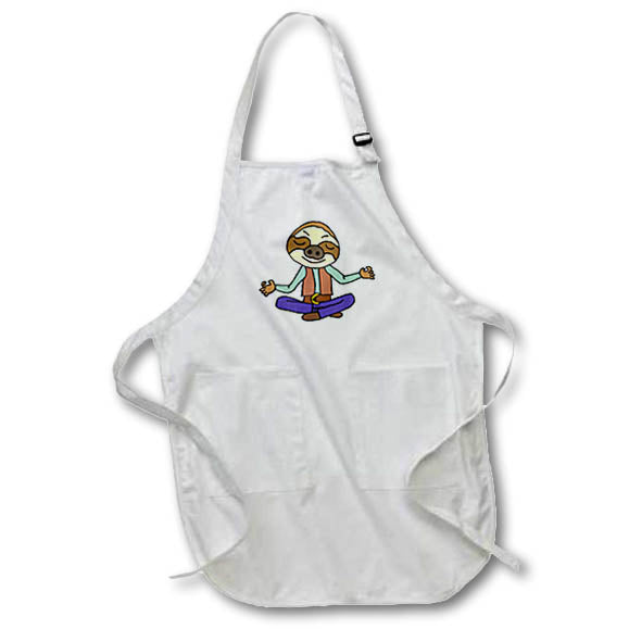Apron - Funny Cute Sloth Meditation and Yoga Cartoon Sports and Hobbies