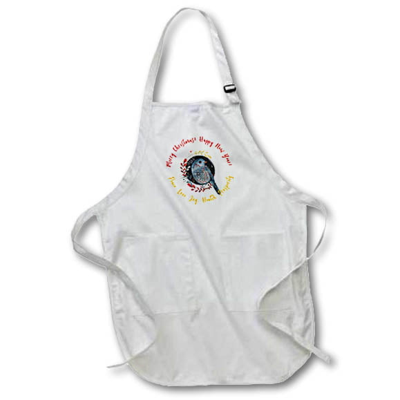 Apron - Blue bird, plants. Merry Christmas. Happy New Year. Seasons greetings Alexis Design - Holidays Christmas And New Year