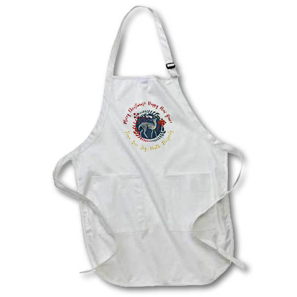 Apron - Blue deer, plants. Merry Christmas. Happy New Year. Seasons greetings Alexis Design - Holidays Christmas And New Year