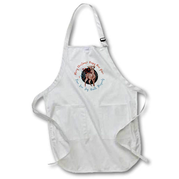Apron - Cute deer, plants. Merry Christmas. Happy New Year. Seasons greetings Alexis Design - Holidays Christmas And New Year