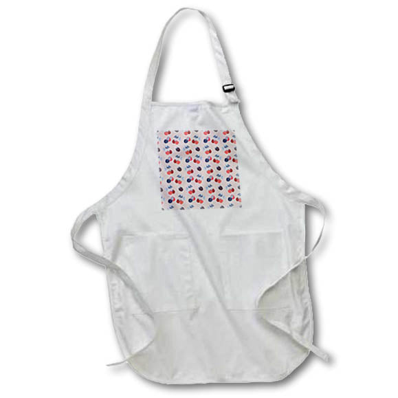 Apron - Pattern of red raspberries, blackberries, blue leaves on pink Alexis Design - Pattern Berries