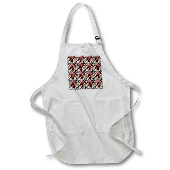 Apron - Pattern of adorable dwarves, red coffee mugs, cookies on dark Alexis Design - Pattern Christmas New Year