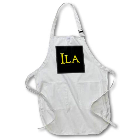 Apron - Ila popular girl name in the USA. Yellow on black talisman Alexis Design - Popular Female Names in USA