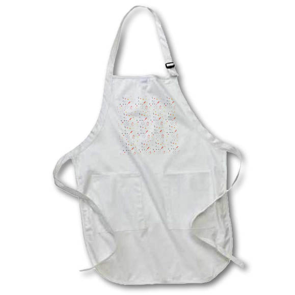 Apron - Pattern of winter snowflakes, plants, stars of gray, red, gold, white Alexis Design - Pattern Christmas New Year