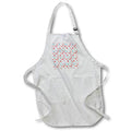 Apron - Pattern of stars, lollipops, gifts, dwarves. Red, blue on white Alexis Design - Pattern Christmas New Year