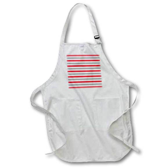 Apron - Geometric pattern of gray and red horizontal lines on white backdrop Alexis Design - Pattern Geometrical