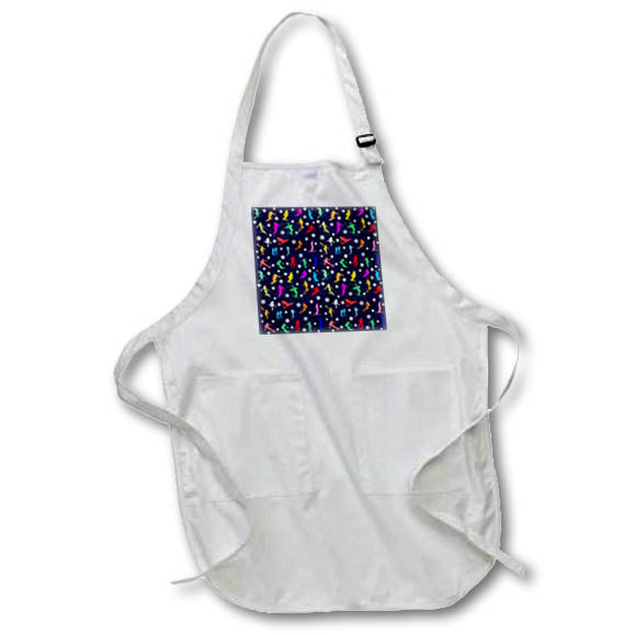 Apron - Sport pattern of mountain skiers, snowflakes. Colorful on navy blue Alexis Design - Pattern Sports