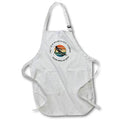 Apron - Vail, Colorado. Woman skier races downhill, color disk on white Alexis Design - Sport Skiing