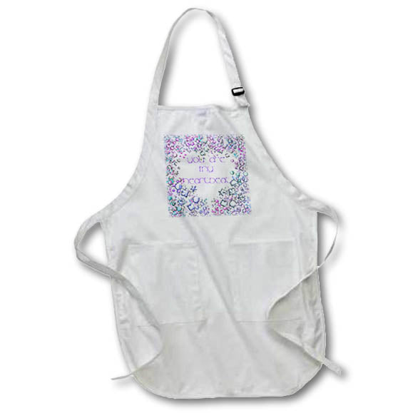 Apron - Image of Violet Stars And Bubbles White Heart With Love Saying lens Art by Florene - Valentines Day
